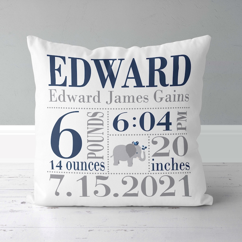 Boys Birth Announcement Pillow Birth Stats Pillow New Baby Etsy