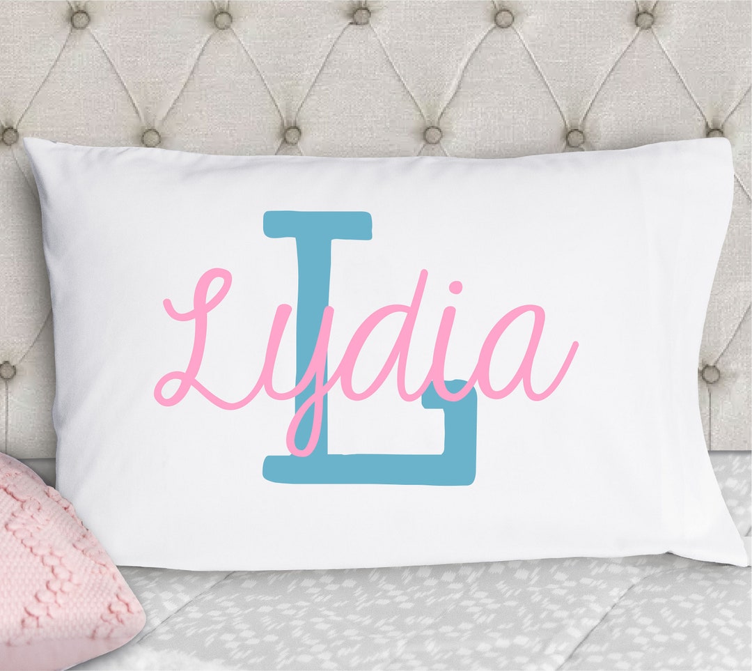 Personalized Girls Pillowcase Name Initial Pillowcase Sweet Pea Font