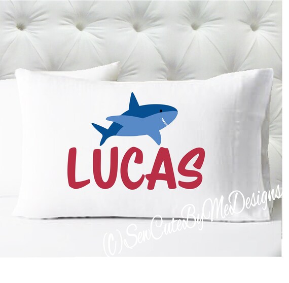 Personalized Boys Pillowcase Shark Pillow Case Blue And Red Etsy