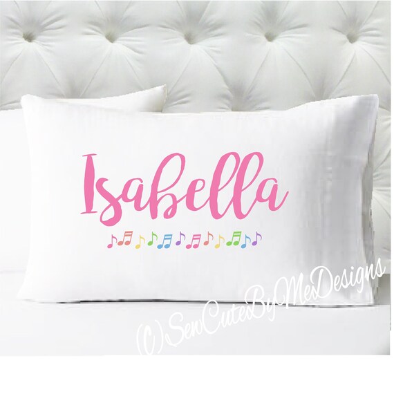 Personalized Girls Pillowcase Rainbow Pastel Music Notes Etsy