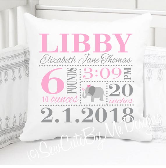 Download Bedding Home Living Baby Girl Pillow Birth Announcement Gifts Baby Girl Gift Birth Announcement Pillow Baby Girl Pillow Gift Personalized Baby Girl Pillow