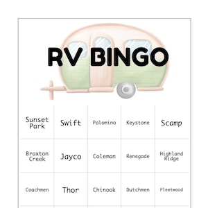 Bingo sur la route - Camping-cars et camping-cars, 20 cartes imprimables uniques