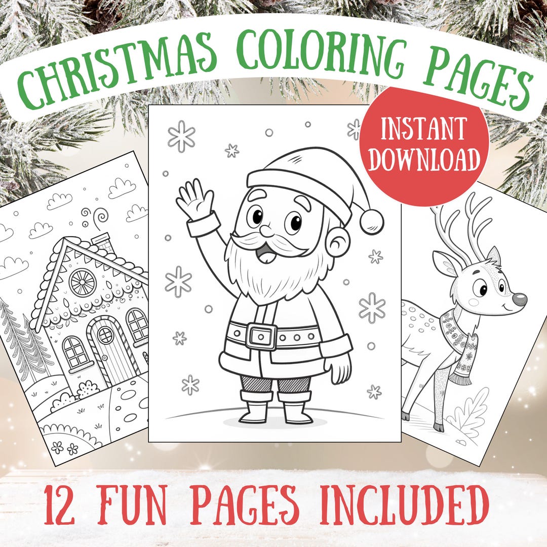 Christmas Coloring Pages Printable Instant Download - Etsy