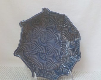 Vtg IVV Italy 3 Pc Light Blue Textured Rose Floral Glass Dinner