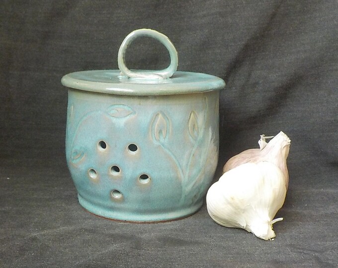 Ceramic Garlic Jar Kitchen Canister Wheel Thrown Pottery Etsy