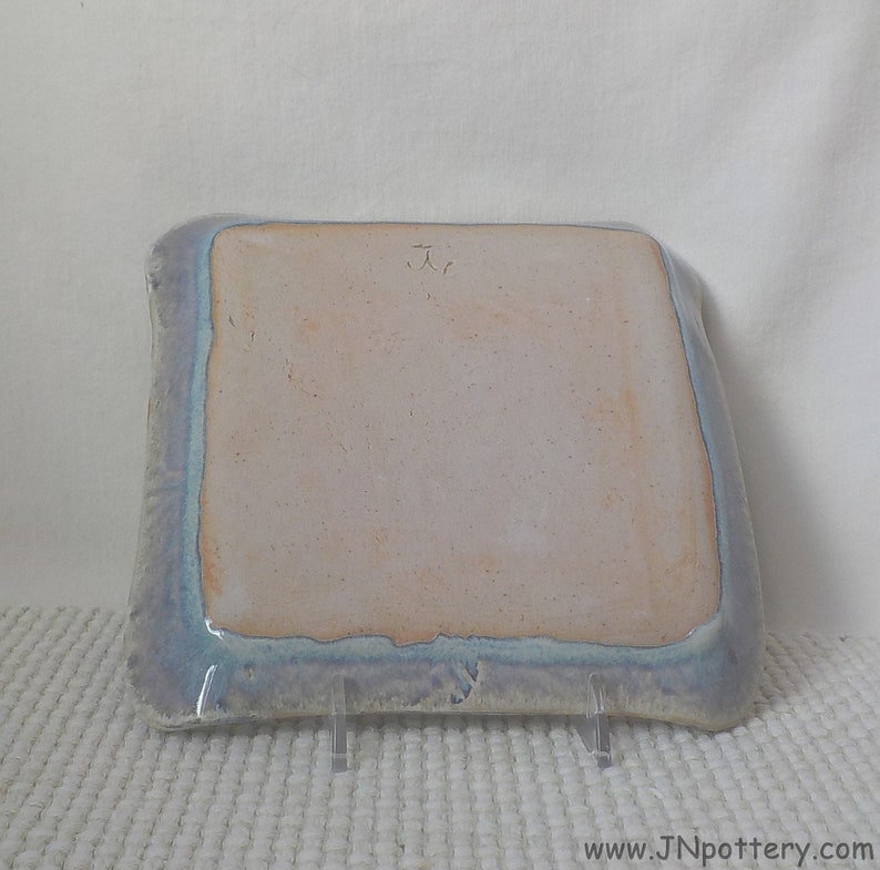 Ceramic Slab Tray Square Plate Raised Rim Flower Texture Pattern Stoneware Lunch Dish Salad Plate Rutile Blue Ready to Ship v734 image 6
