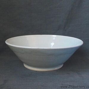 Stoneware Serving Bowl Ceramic Centerpiece Bowl Large Fruit Server Ready to Ship Pale Gray Green Celadon Housewarming Gift b494 image 4