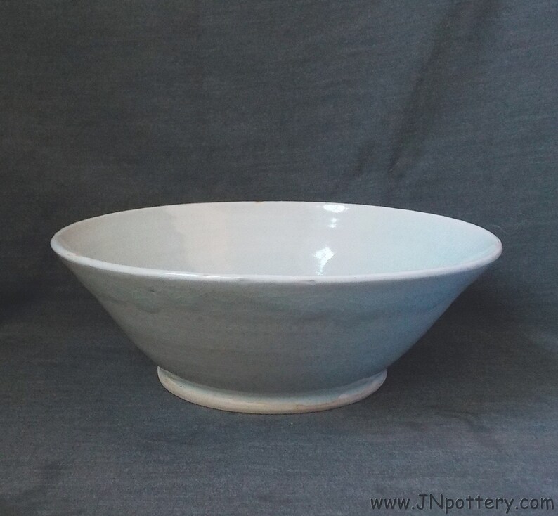 Stoneware Serving Bowl Ceramic Centerpiece Bowl Large Fruit Server Ready to Ship Pale Gray Green Celadon Housewarming Gift b494 image 4