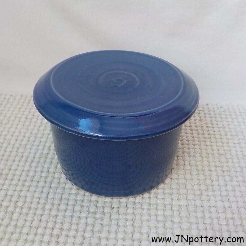 Stoneware Butter Keeper Wheel Thrown Ceramic French Style Crock Handmade Butter Dish Store and Serve Ready to Ship Rich Cobalt Blue s815 image 1