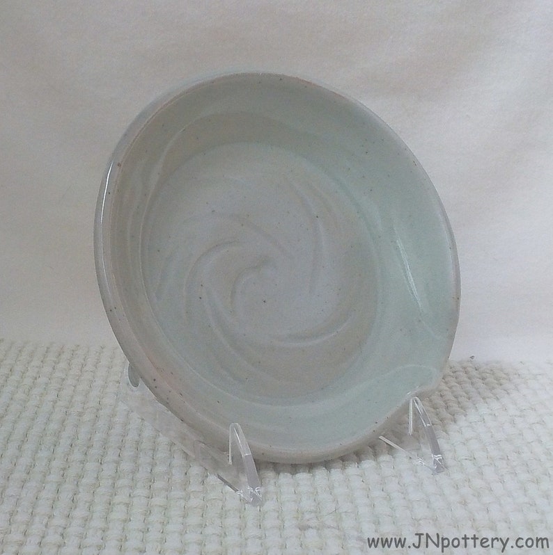 Ceramic Spoon Rest Trinket Dish Handmade Wine Coaster Soap Dish Stoneware Utensil Drip Plate Ready to Ship Gray Blue Celadon h677 image 4