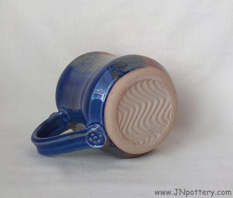 Ceramic Mug Stoneware Coffee Cup Handmade Pottery Medium Size Cup Gift Item Ready to Ship Thumb Rest Iron Red Cobalt Blue m355 image 6