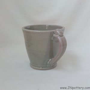 Ceramic Coffee Mug Handmade Stoneware Cup Thumb Rest Oribe Glaze Olive Green Hue Tea Mug Cocoa Cup Gift Item Ready to Ship m386 image 4