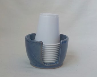 Ceramic Sponge Holder  Stoneware Sponge Rest  Small Cup Holder Napkin Caddy Counter Item  Kitchen Helper  Ready to Ship  Cobalt Blue  h660