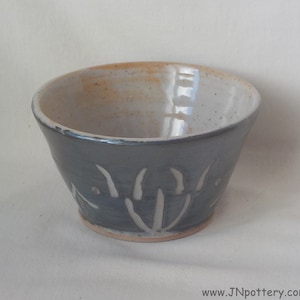 Ceramic Prep Bowl Stoneware Dip Bowl Handmade Ice Cream Dish Kitchen Essential Ready to Ship Hostess Gift Pewter Tone and Ecru b440 image 1