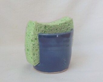 Ceramic Sponge Holder Sponge Dryer Kitchen Accessory Stoneware Cup Holder  Kitchen Item  Paper Napkin Caddy Cobalt Blue  Ready to Ship h678