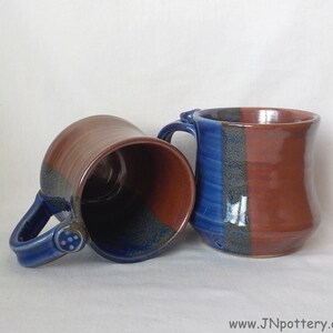 Ceramic Mug Stoneware Coffee Cup Handmade Pottery Medium Size Cup Gift Item Ready to Ship Thumb Rest Iron Red Cobalt Blue m355 image 8