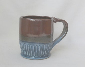 Ceramic  Mug  Stoneware Coffee Cup  Tea Cocoa Cup  Handmade Pottery  Mom Dad Grad Gift  Ready to Ship  Iron Red Brown / Denim Blue m389