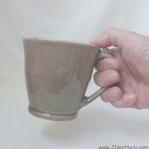 Ceramic Coffee Mug Handmade Stoneware Cup Thumb Rest Oribe Glaze Olive Green Hue Tea Mug Cocoa Cup Gift Item Ready to Ship m386 image 2