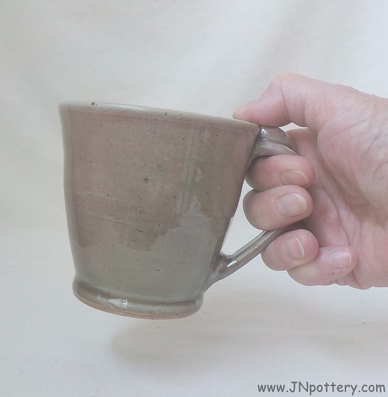 Ceramic Coffee Mug Handmade Stoneware Cup Thumb Rest Oribe Glaze Olive Green Hue Tea Mug Cocoa Cup Gift Item Ready to Ship m386 image 2