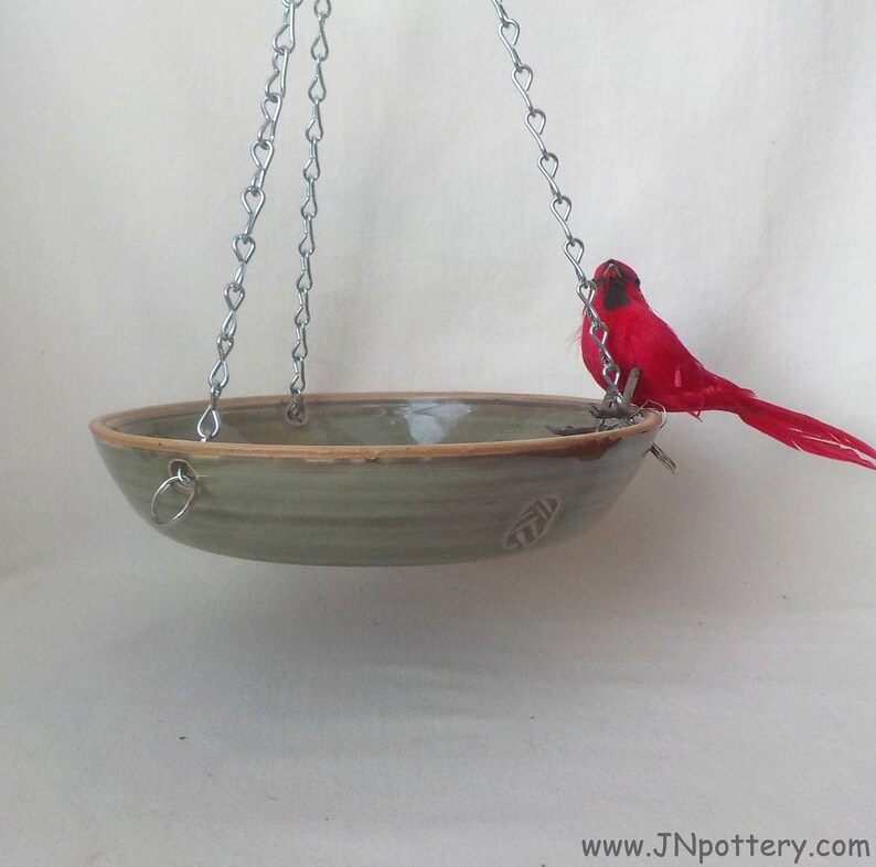 Ceramic Bird Feeder Hanging Pierced Stoneware Bowl Garden Etsy