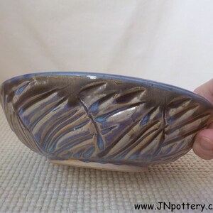 Ceramic Bowl Soup Bowl Carved Salad Dish Food Prep Handmade Serving Dish Anytime Gift Ready to Ship Blue Rutile and Cobalt Blue b524 image 2