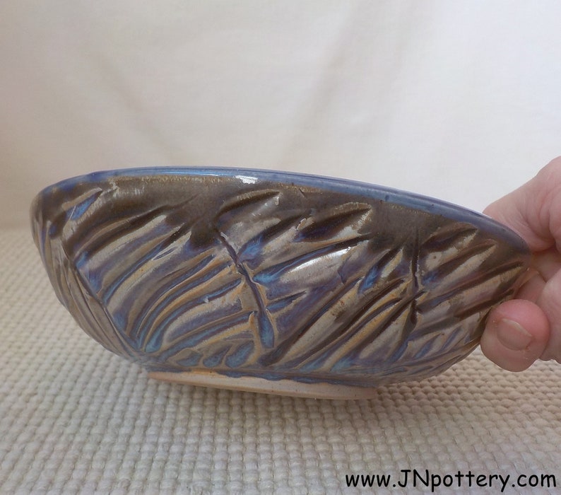 Ceramic Bowl Soup Bowl Carved Salad Dish Food Prep Handmade Serving Dish Anytime Gift Ready to Ship Blue Rutile and Cobalt Blue b524 image 2