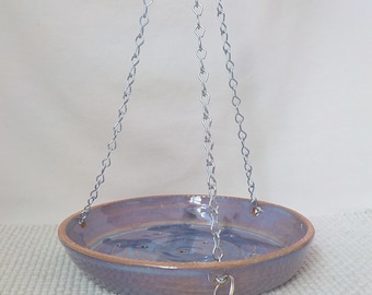 Ceramic Bird Feeder   Hanging Pierced Stoneware Bowl  Garden Accessory  Bird Lover Gift  Yard Decor  Ready to Ship  Lilac Purple Blue  g155