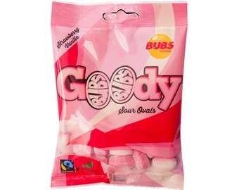 Bubs Goody Sour Ovals Aardbei Vanille | 90 gram / 3,175 oz