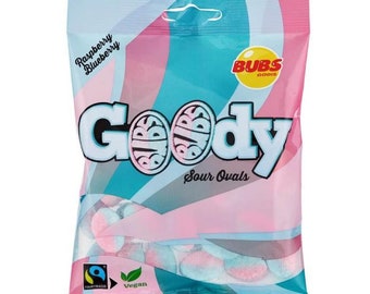 Bubs Goody Sour Ovals Framboos Bosbes | 90 gram / 3,175 oz