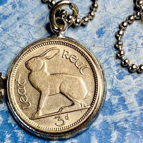Ireland 3 Pence Hare Rabbit Vintage Coin Pendant With Chain or - Etsy