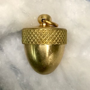 Retro ACORN Vial Pendant. Pill Box. Secret Compartment. gold brass Pet Cremation Urn.