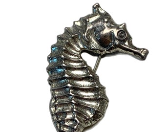 Vintage 1960s Sterling Seahorse Brooch  #LA