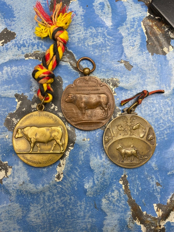 LAST ONE! Vintage Bull Cow Medal Pendant Medallion