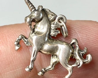 Unicorn charm, 3d Sterling silver pendant. Vintage jewelry, LA