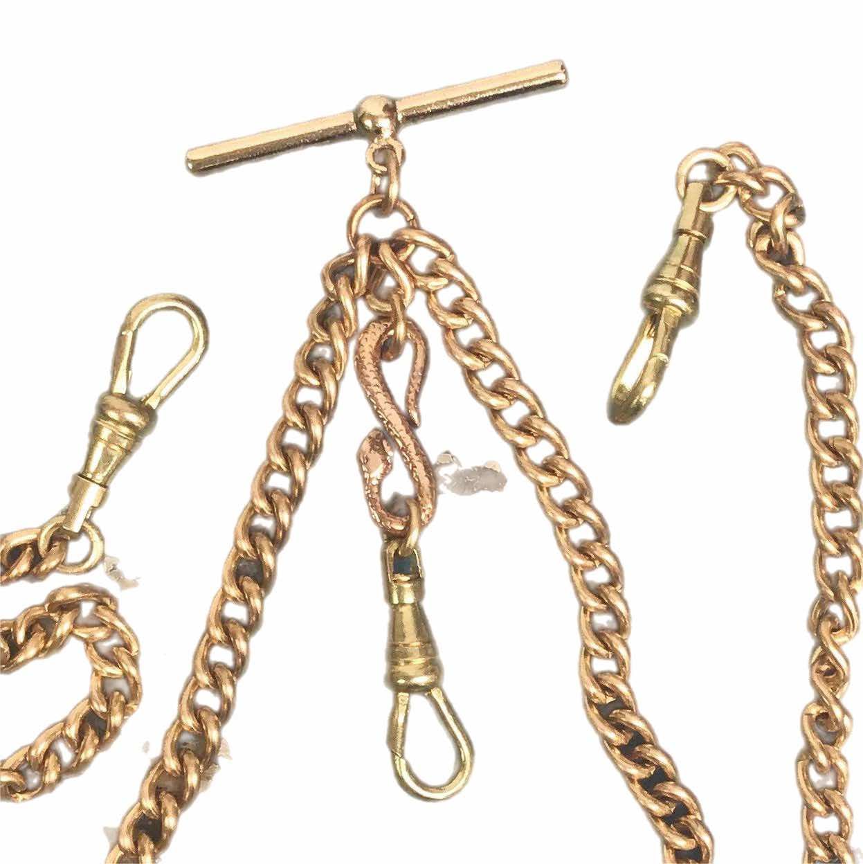 Charm Holder SNAKE Necklace Pocket Watch Chain Necklace 18in Double Albert Repro Victorian