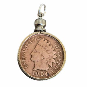 Old Indian Head Penny Pendant. Lucky Penny Coin Charm.
