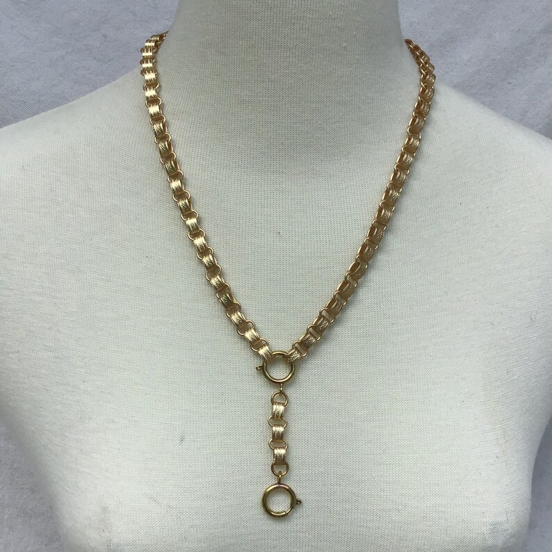 Charm Holder Necklace Victorian Repro Bookchain Collar Gold Etsy