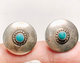 Vintage Sterling + Turquoise Stud Earrings, #LA