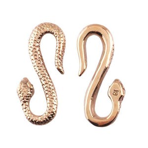 2 Gold Snake Clasp / Connector/ Extender/ S hook  Victorian Repro Cast Bronze Serpent