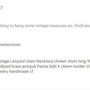 May include: A brass chain necklace with a vintage-style clasp. The chain is oxidized and has a patina finish. The necklace is 16-29 inches long.