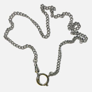 Pocket Watch Chain Necklace. Charm Holder Necklace. Silver tone. Choose Length.
