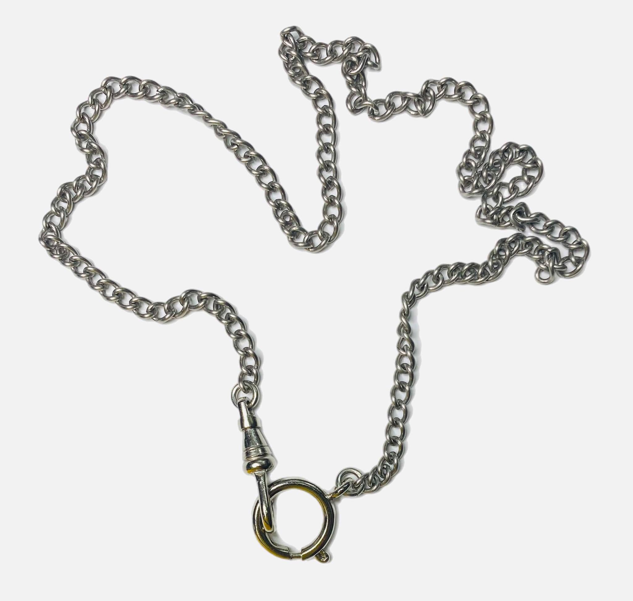 Chaîne De Montre à Gousset En Métal Argenté - Occasion - Accessoire Vintage Élégant