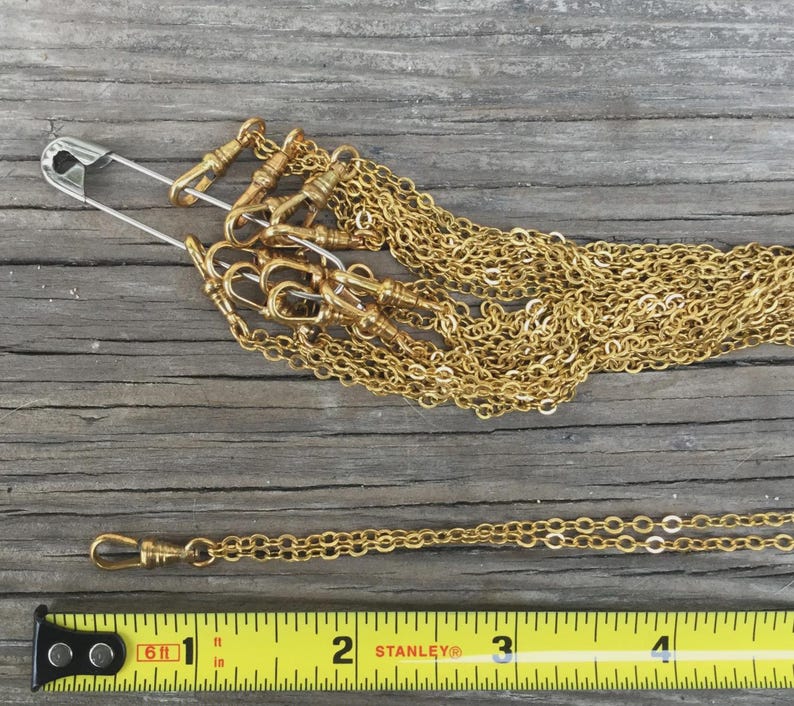 Charm Holder Necklace. Lanyard. Delicate Chain 29", Antique Swivel Clip image 4