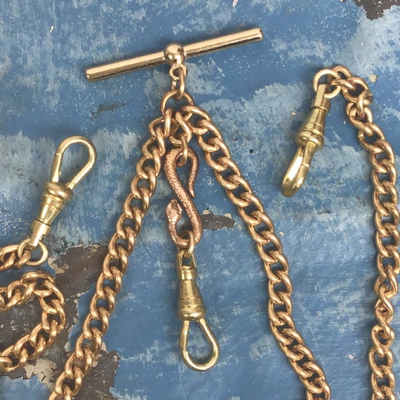 Gold double albert pocket shop watch chain