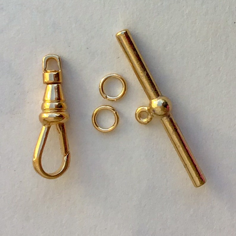 1 Set Gold Plated Pocket Watch Chain End Clasp T Bar Swivel Etsy
