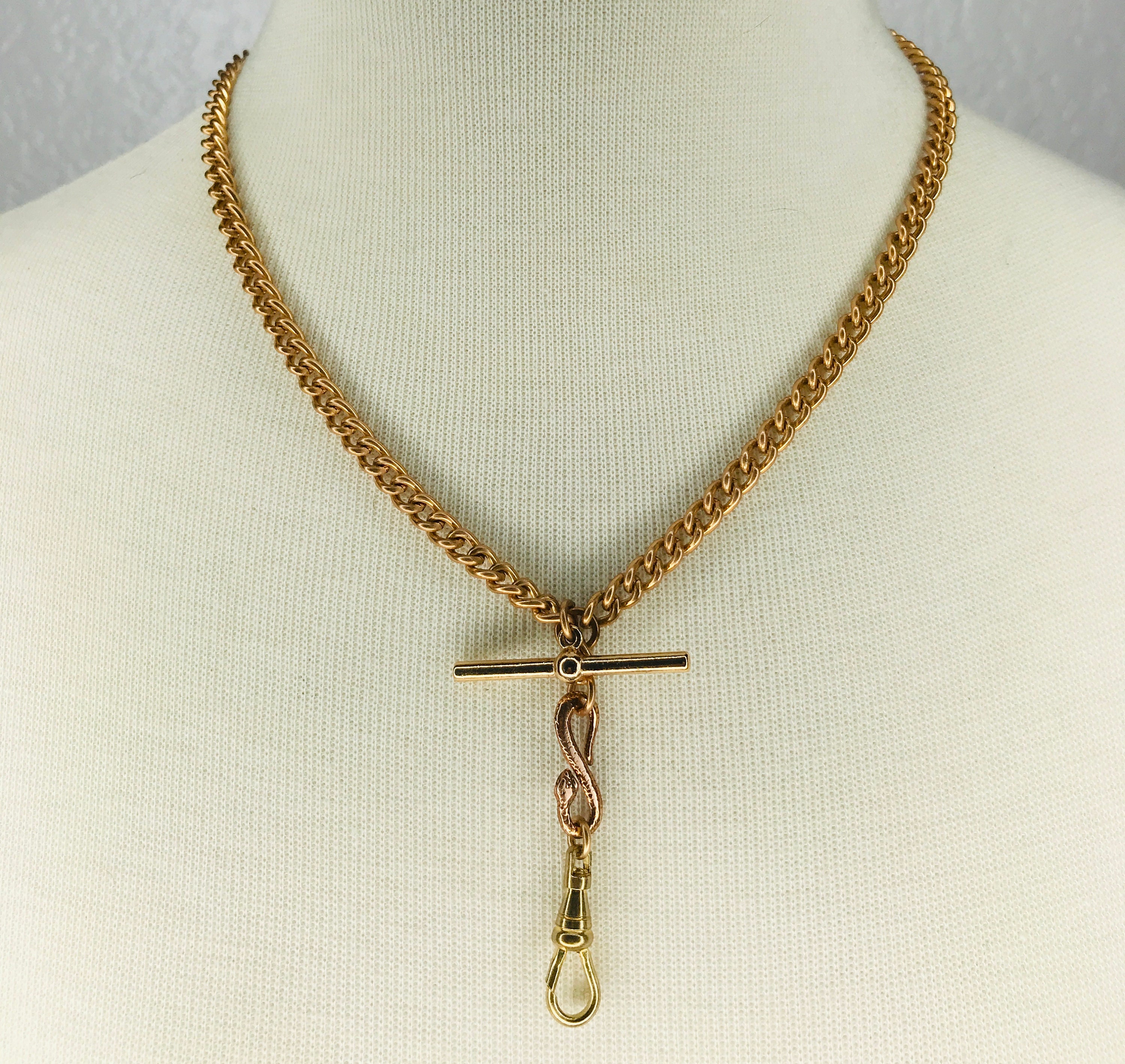 Orologio Da Tasca Antico Da Uomo Prince Albert In Serpentina Riempita D'oro, O&C, Epoca Vittoriana, Con Catena A T, 10" Di Lunghezza, 12,5 Grammi, Circa 1900 MH-5607 - Italia - Foto 3