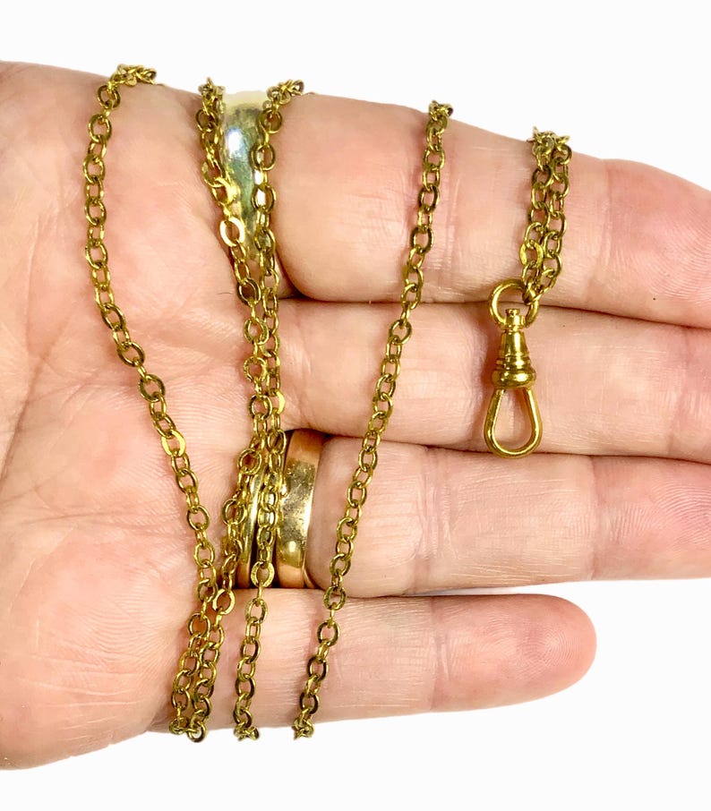 Charm Holder Necklace. Lanyard. Delicate Chain 29", Antique Swivel Clip image 5