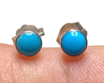 Vintage 1980s Sterling and Turquoise Stud Earrings, #LA