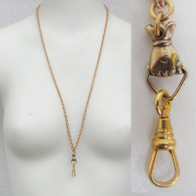 Repro Victorian hand pocket watch chain necklace/ charm holder Etsy