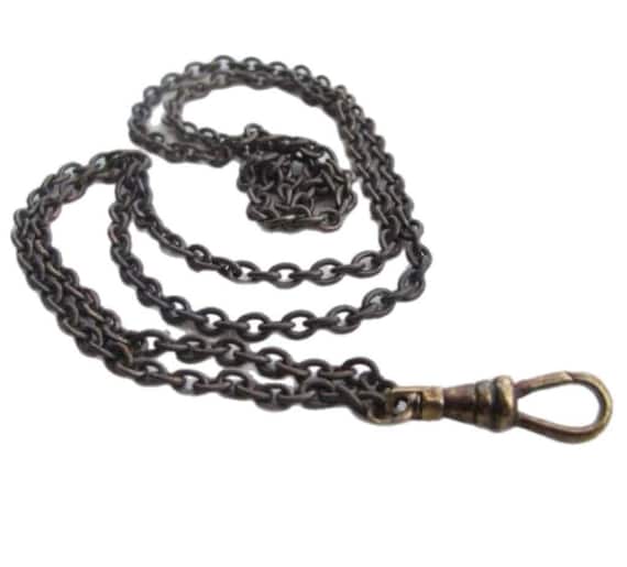 Lanyard Chain Necklace Bronze Tones. Rustic Charm Holder Necklace.